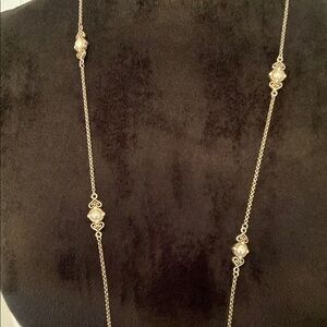 Brighton Silver Necklace with pearl and tiny rhinestone accents